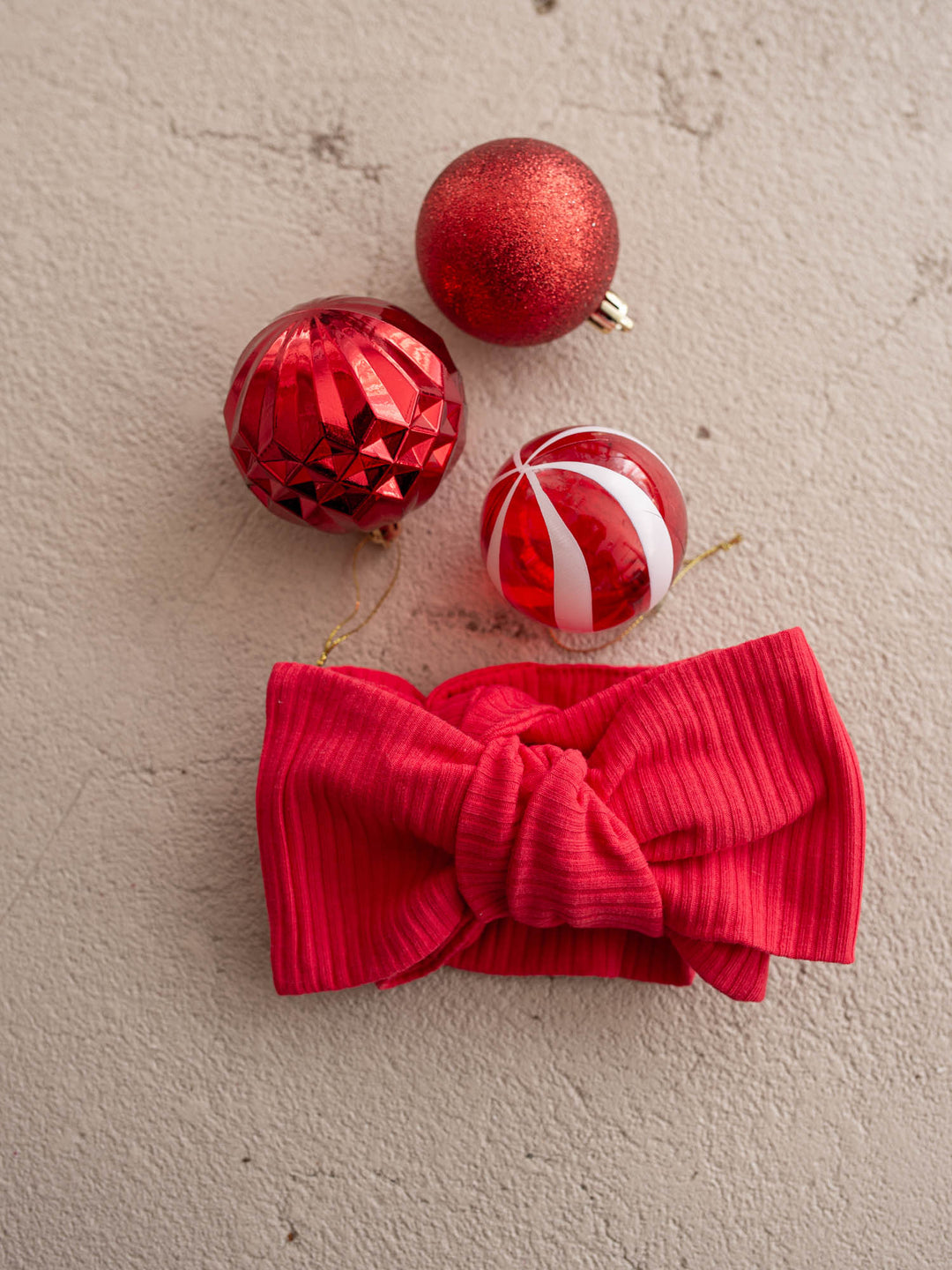 Forever Loved red ribbed baby topknot headwrap, oversized bow - Before & Ever Kids