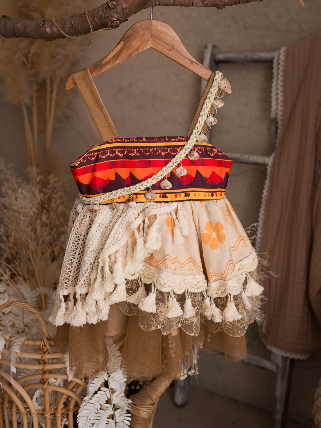 Island Princess island-inspired girls dress full front view showing the tulle underskirt - Before & Ever Kids