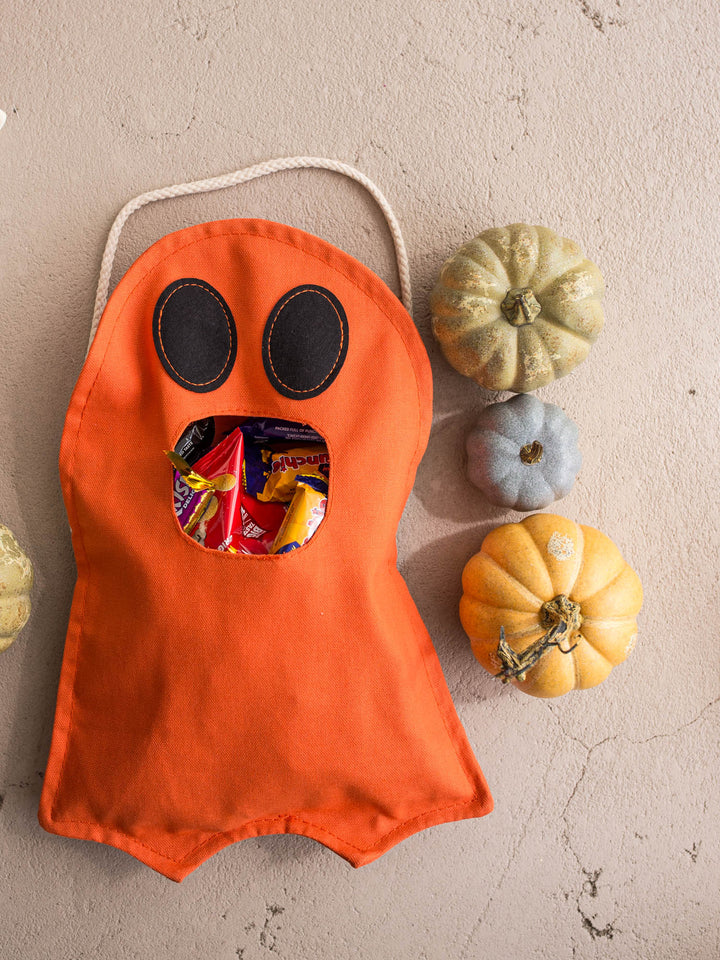 Little Gulp Ghost Treat Bag close up of the stitched felt eyes - Before & Ever Kids