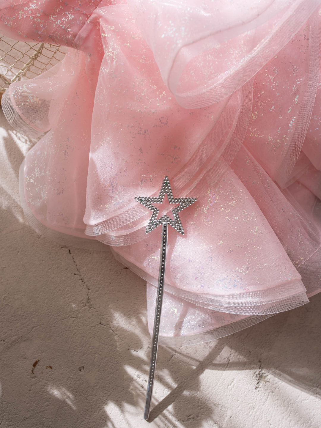 Make a Wish Wand silver star wand full wand showing the sparkling star topper and handle - Before & Ever Kids