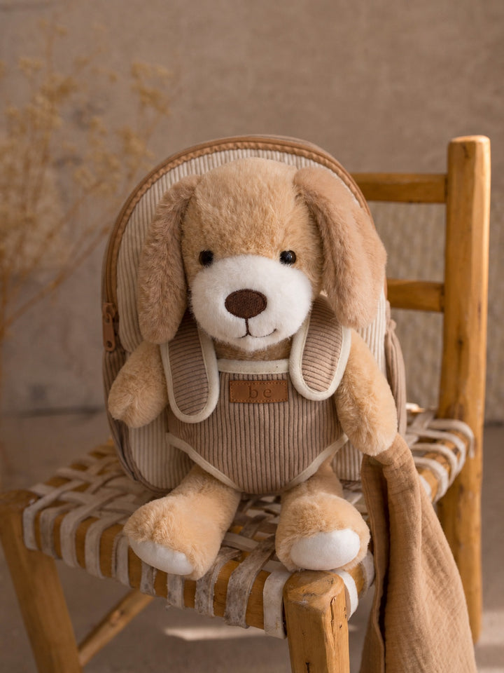 Milo the Puppy plush backpack for kids, puppy and backpack front view - Before & Ever Kids