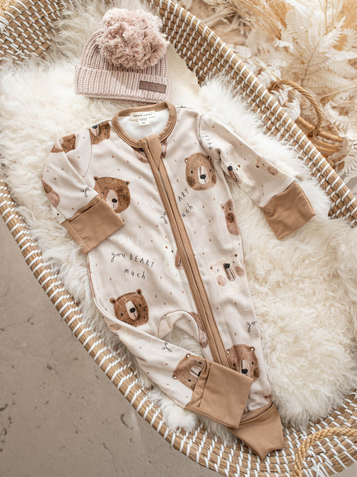 Before & Ever Kids Mr Bear Onesie - Beary Much baby boy bamboo onesie 5
