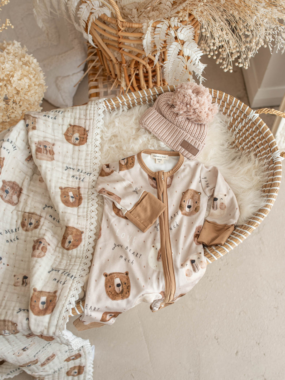 Before & Ever Kids Mr Bear Onesie - Beary Much baby boy bamboo onesie 7