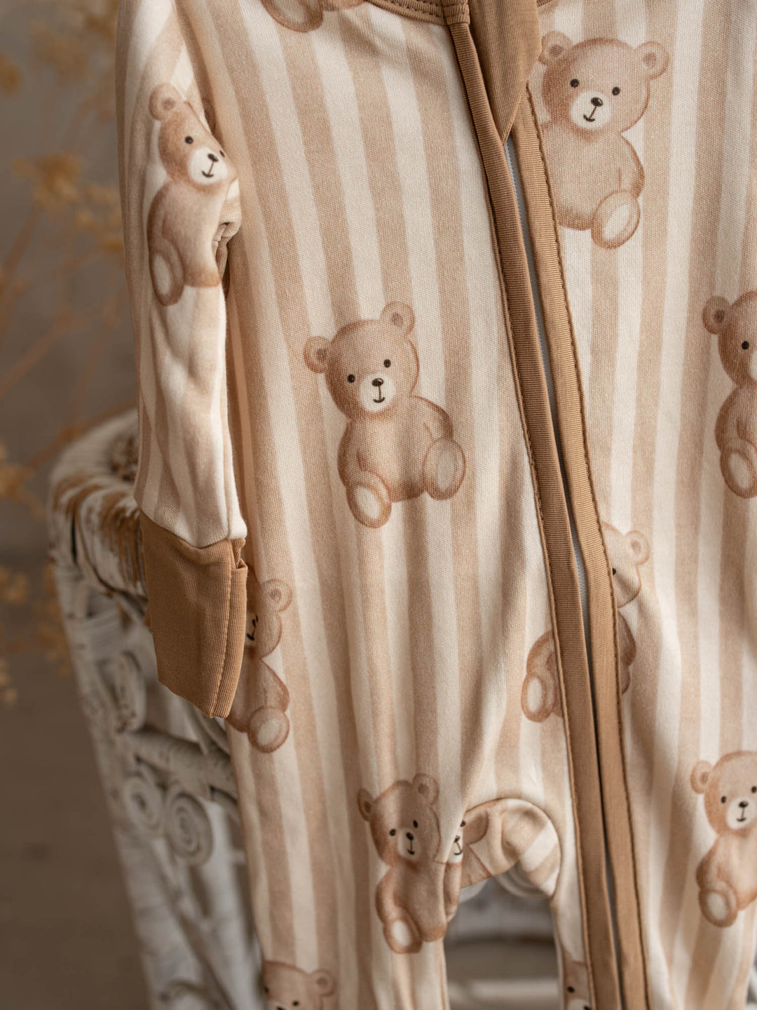 Before & Ever Kids Mr Bear Onesie - Teddy Stripe baby boy bamboo onesie 2
