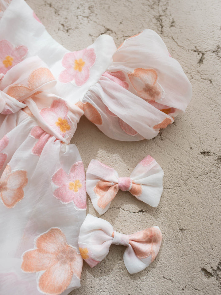 Paint Me a Garden blush petals floral headband and hair clip set - Before & Ever Kids
