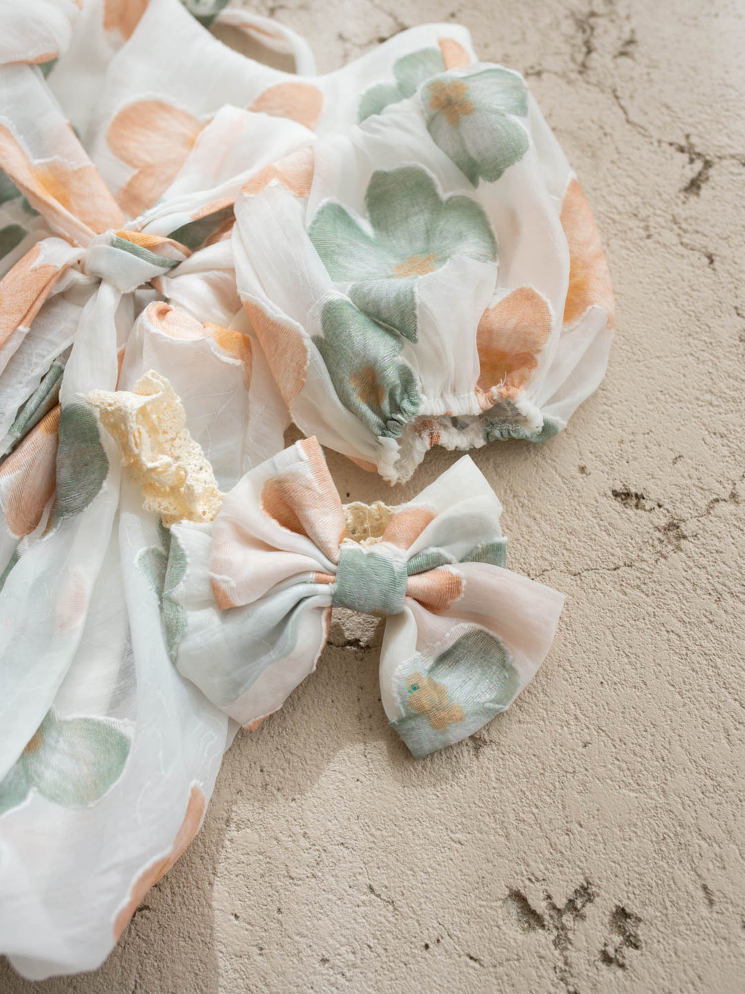 Paint Me a Garden peach meadow floral headband and hair clip set - Before & Ever Kids
