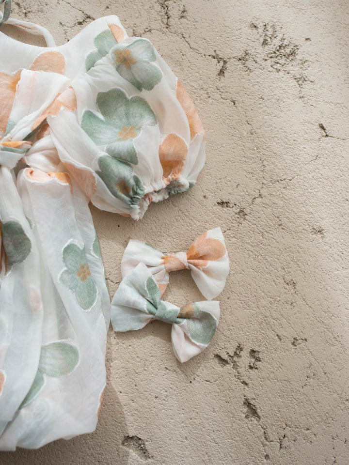 Paint Me a Garden peach meadow floral headband and hair clip set - Before & Ever Kids