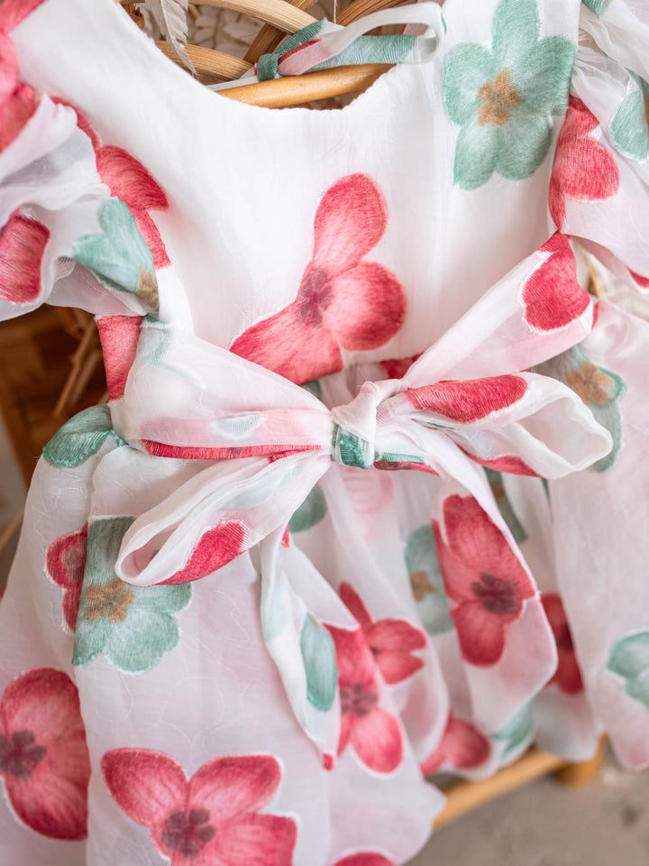 Paint Me a Garden Scarlet Bloom baby girl red floral organza dress - Before & Ever Kids