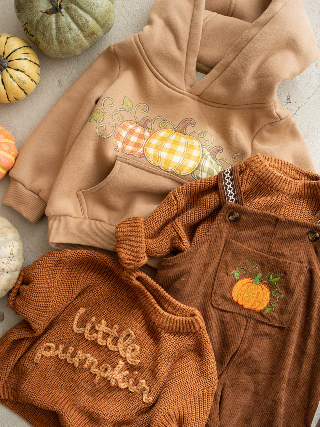 Pumpkin Patch rust cotton corduroy overalls with pumpkin and vine embroidery - Before & Ever Kids