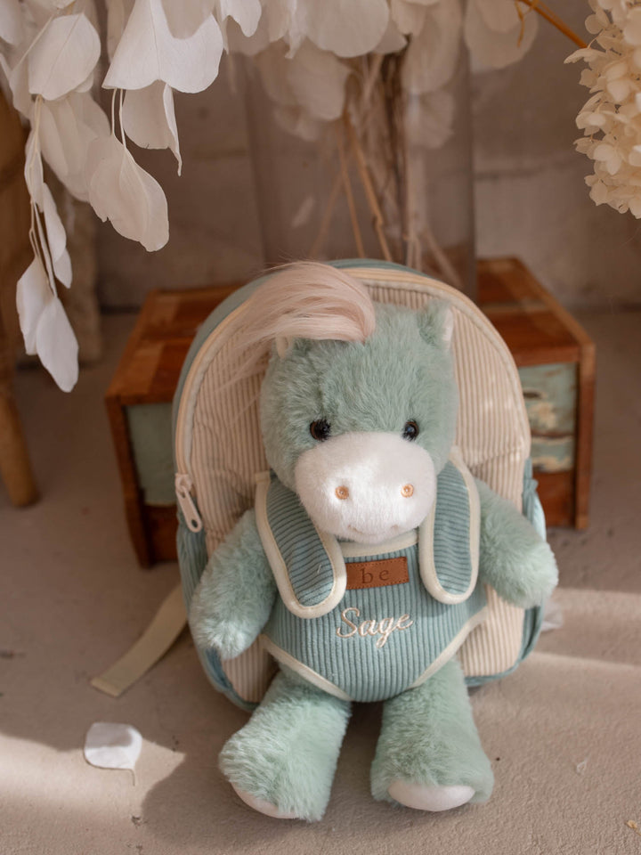 Sage the Horse personalised Little BFF Companion Backpack, with the detachable horse plush on the front