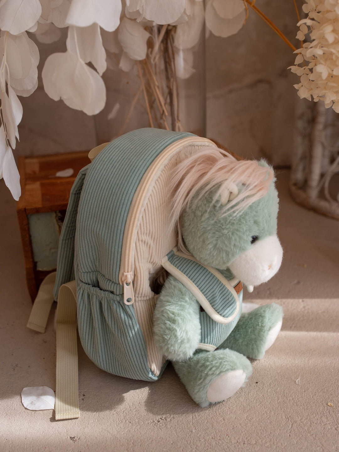 Sage the Horse personalised Little BFF Companion Backpack, back view showing the padded shoulder straps