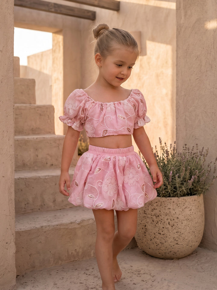 Where Summer Blooms Top & Skort Set - Baby Pink