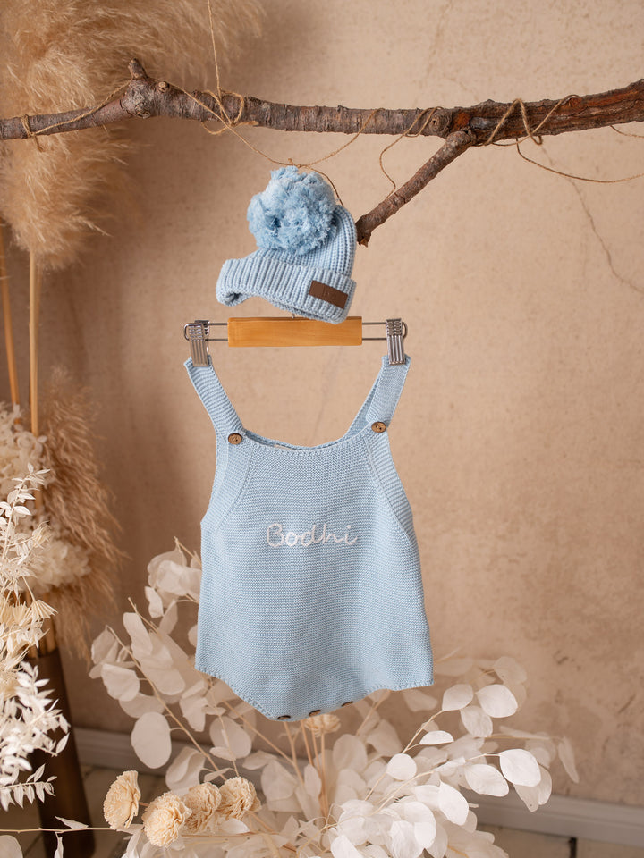 Written In Thread Singlet Romper - Baby Blue