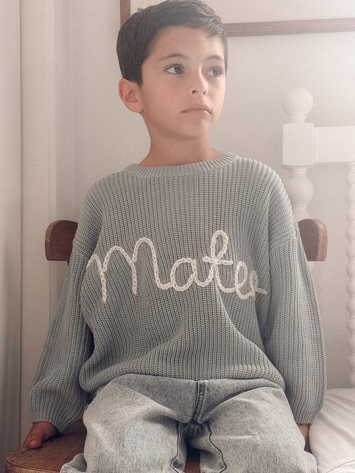 Written in Thread Sweater - Ash Blue