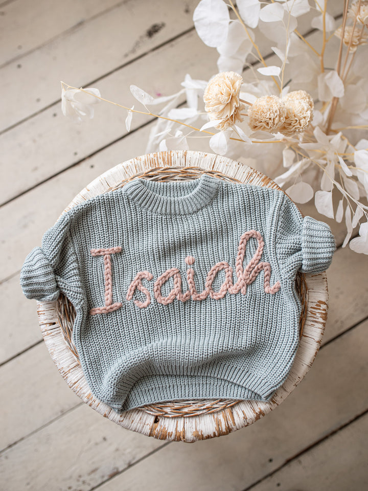 Written in Thread Sweater - Ash Blue