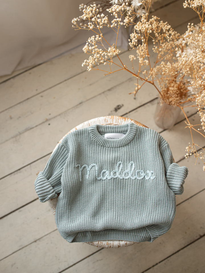 Written in Thread Sweater - Ash Blue