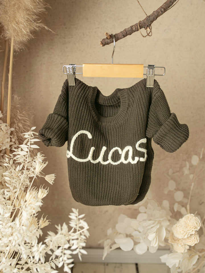 Written in Thread Sweater - Dark Olive