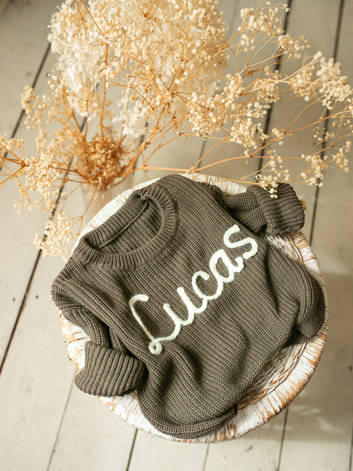 Written in Thread Sweater - Dark Olive