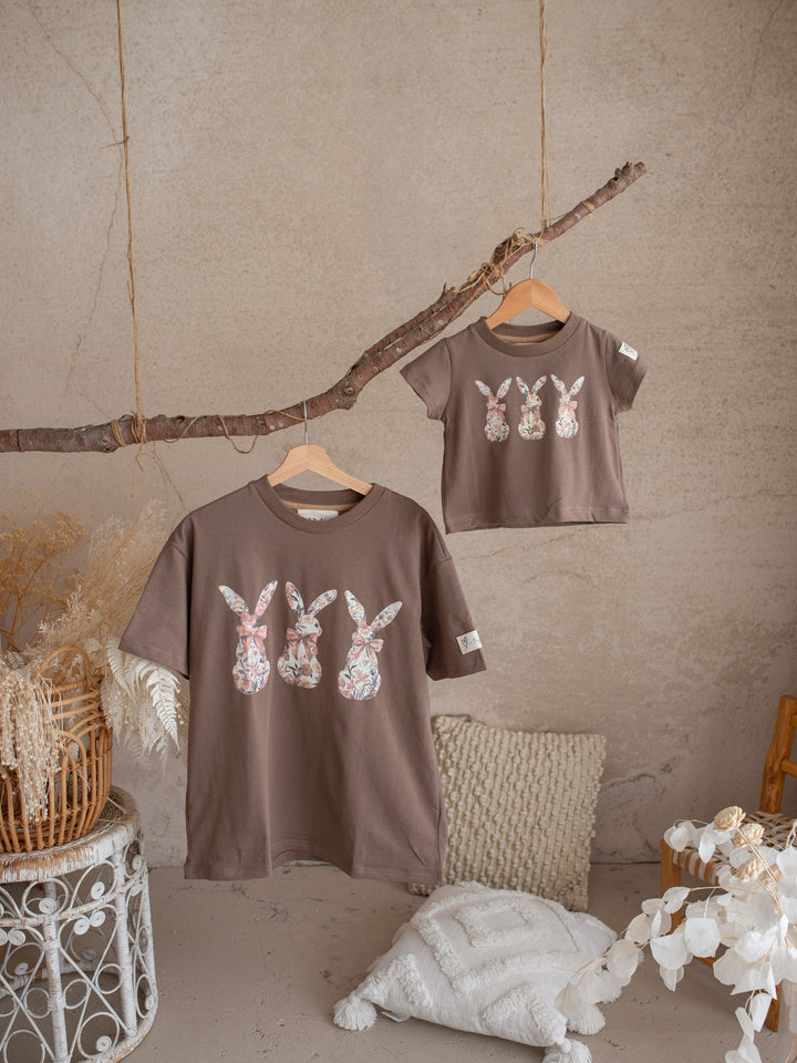 Bunny Club Floral Tee For Mama - Taupe