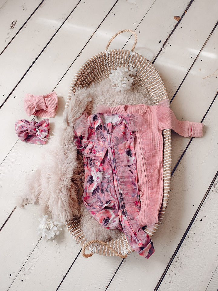 Bundle - Shade of Pink 2 Rompers + 2 Topknots